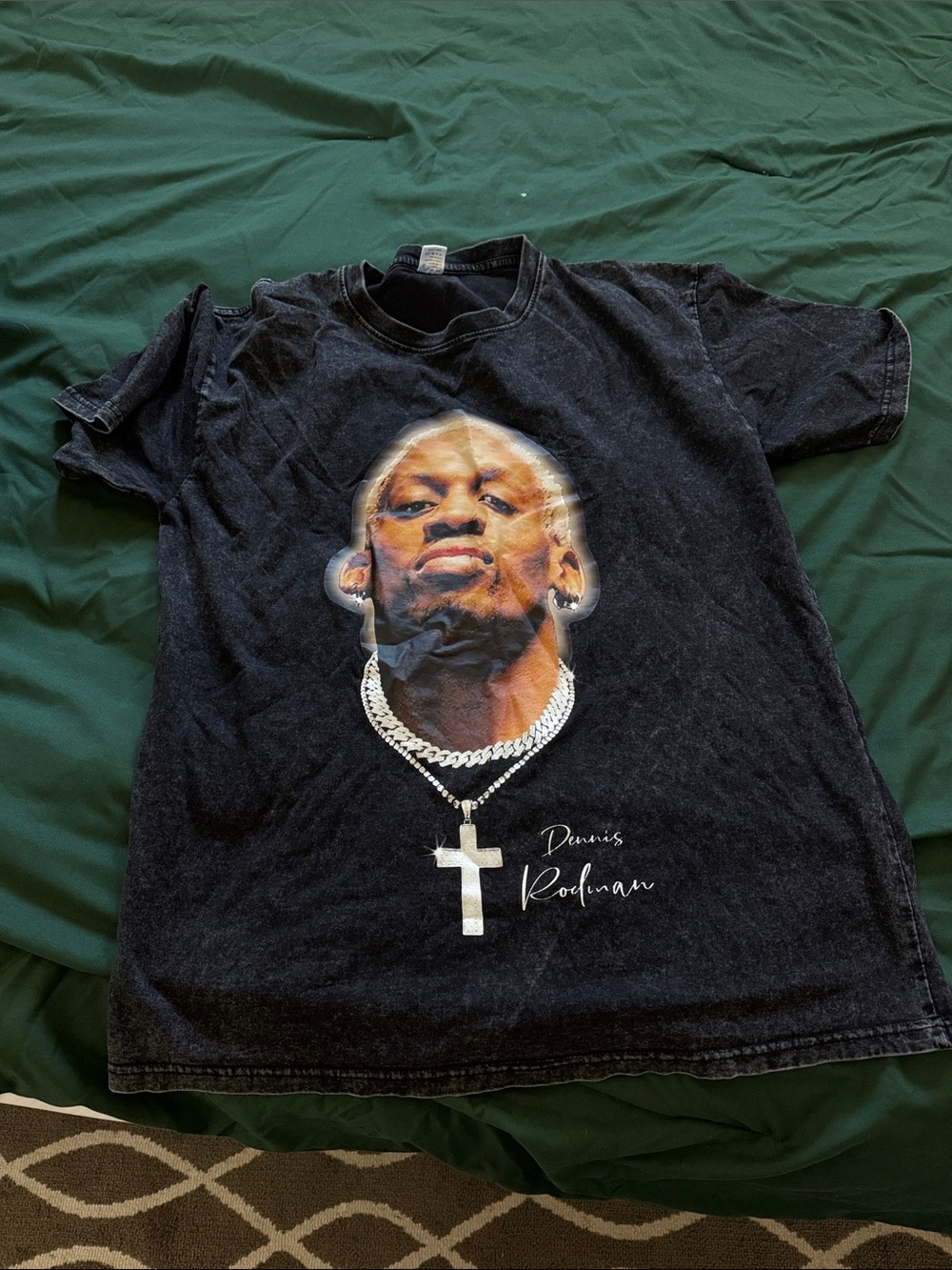 Dennis Rodman black acid wash tee